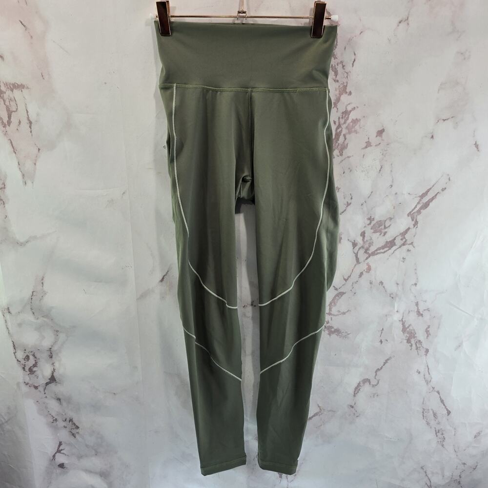 Adidas Leggings Womens Small Green High Rise Seamed Crop 7/8